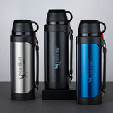 Stainless Steel Military Water Bottle - Portable Travel Thermos for Tea and Coffee, Large Cup Mugs, 1200/1900ML