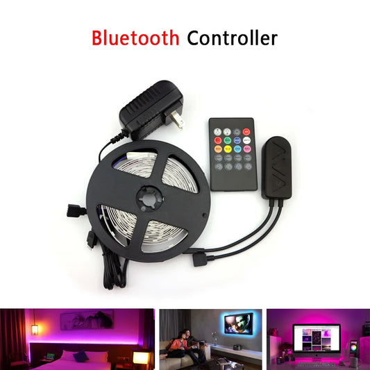 5M RGB LED Strip Light - Flexible RGB Tape, DC12V LED Strips with Innovative IR Bluetooth Music Controller