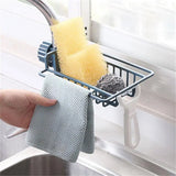 Punch-Free Kitchen Sponge Holder: Hanging Storage Rack with Faucet Clip, Organize Towels and Drain Supplies