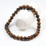 Men's Natural Stone Tiger Eye Bracelet – 6/8/10mm Beads with Buddha & Black Lava | Minimalist Yoga Meditation Jewelry