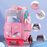 Adorable Kids' Wheel Backpack - 3D Cartoon School Backpack for Girls - Trolley School Bag with 6 Wheels, including a Cute Kawaii Book Bag