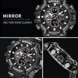 SMAEL Men's Sport Military Watch, Waterproof Quartz Digital Wristwatch with Dual Display