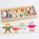 Little Bear Dress-Up Wooden Puzzle: Children's Early Education Dressing Game Toy, Perfect Gift for Kids