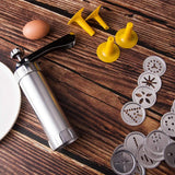 Stainless Steel Biscuit Maker with 20 Discs and 4 Nozzles, DIY Tool for Homemade Biscuit, Cake, and Dessert Decorating