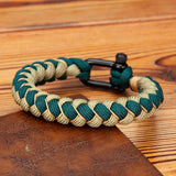 Men's U-Shape Survival Bracelet – Handwoven Reverse Scale Rope with Black Stainless Steel Sport Buckle