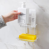 Wall-Mounted 2-Layer Soap Dish with Drain: Bathroom and Kitchen Storage Basket for Accessories