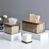 Nordic Style Bamboo Tissue Box: Creative Household Solution for Living Room or Restaurant, with Transparent Storage