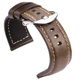 Sleek Cowhide Leather Watchband with Polished Screw-In Buckle, Available in 4 Colors and Sizes 20mm, 22mm, 24mm, 26mm for Men and Women