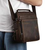 JOYIR Men's Vintage Genuine Leather Handbag: Compact Shoulder Messenger Bag