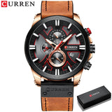 CURREN Men's Top Brand Luxury Leather Quartz Watch: Sporty, Waterproof, Male Timepiece - Relogio Masculino