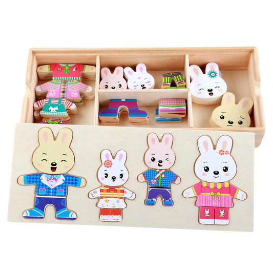 Little Bear Dress-Up Wooden Puzzle: Children's Early Education Dressing Game Toy, Perfect Gift for Kids