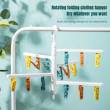 Foldable Rotating Drying Rack: Multi-Clip Baby Socks Drying Solution, Perfect for Balcony Clothes and Pants