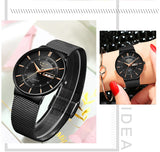 LIGE Top Brand Luxury Ultra-Thin Women's Bracelet Wrist Watch with Female Mesh Strap, Waterproof Quartz Clock