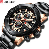 CURREN Men's Military Chronograph Watch: Stainless Steel, Quartz, Sporty, Waterproof