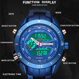 Men's Gold Military Fashion Watch - Quartz & LED Digital, Waterproof Sports Wristwatch