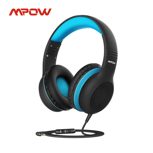 Mpow CH6S Kids' Wired Headphones with Mic, Max 85dB Volume Limit, Food-Grade Material, Over-Ear Headset for iPad, Kindle, Phones