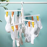 Foldable Rotating Drying Rack: Multi-Clip Baby Socks Drying Solution, Perfect for Balcony Clothes and Pants