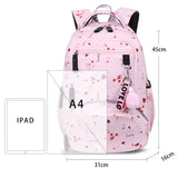 Adorable Kids' Waterproof Backpack: Girls' School Bag with Cute Balloon Print, Includes Laptop Compartment - Children's Schoolbag