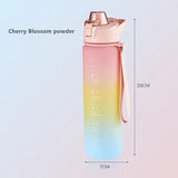 1000ml Leakproof Water Bottle with Time Scale Reminder and Bounce Cover, Ideal for Outdoor Sports and Fitness