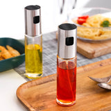 Stainless Steel Nozzle Oil Spray Bottle: Glass Container for Baking Oil, Vinegar, BBQ Marinades, and Gravy