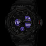 Men's Sports Watch – Waterproof Silicone Military Wristwatch with Digital Dual Display and Stopwatch