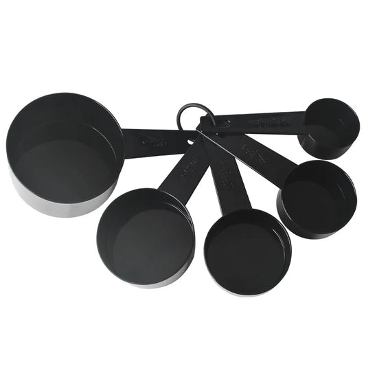 Set of 5/10 Kitchen Measuring Spoons: Black Plastic Teaspoon Scoops, Cups for Cooking Tools, Scale Measuring Tool