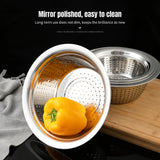 Stainless Steel Vegetable Washing Basket: Round Sieve for Washing and Draining Rice