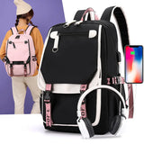 Fengdong Large Canvas Schoolbag for Teenage Girls with USB Port: Stylish and Functional