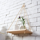 Wooden Hanging Planter Tray: Wall-Mounted Shelf, Minimalist Design for Indoor/Outdoor Display