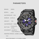 Men's Sports Watch – Waterproof Silicone Military Wristwatch with Digital Dual Display and Stopwatch