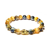 Men's Royal Blue Tiger Eye Beaded Bracelet – Natural Stone with Buddha Charm | Stretch Fashion Jewelry