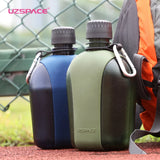 UZSPACE Military Water Bottle: Protein Shaker, Eco-friendly Tritan, BPA-Free, Ideal for Outdoor Sports. Available in 500ml, 600ml, and 1000ml sizes