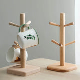 Wooden Tree-Shaped Cup Rack: Countertop Storage Holder with 6 Hooks, Ideal for Tea Cups, Mugs, and Jewelry