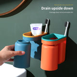 Wall-Mounted Toothbrush Holder with Drain Rack for Bathroom Organization