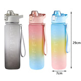 1000ml Leakproof Water Bottle with Time Scale Reminder and Bounce Cover, Ideal for Outdoor Sports and Fitness