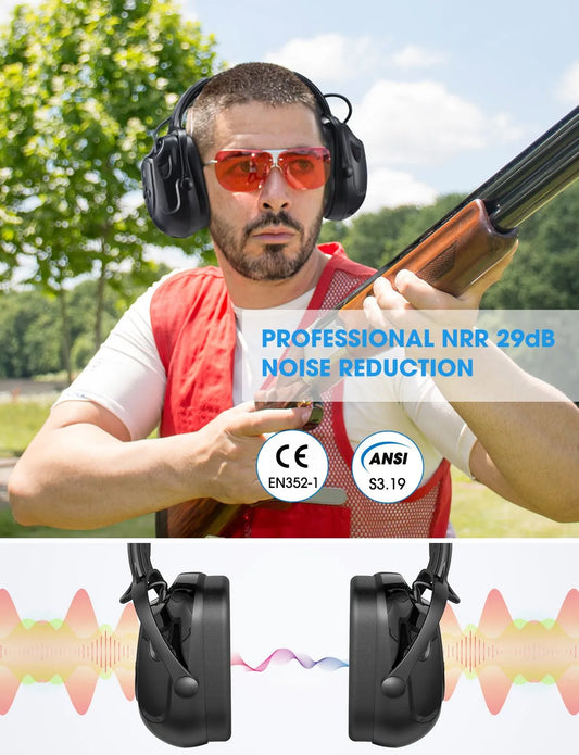 Mpow Enhanced Noise Canceling Headphones: Ear Protectors NRR 29dB/SNR 36dB Bluetooth Adjustable Soundproof Ear Defenders Headphones