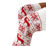 Christmas Thigh-High Women's Socks: Snowflake Knit, Warm Over-The-Knee Winter Stockings