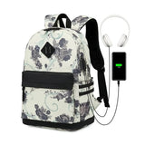 Stylish Flower Backpack for Girls and Teens: USB School Bag for Women, Ideal for Middle and High School, College Students