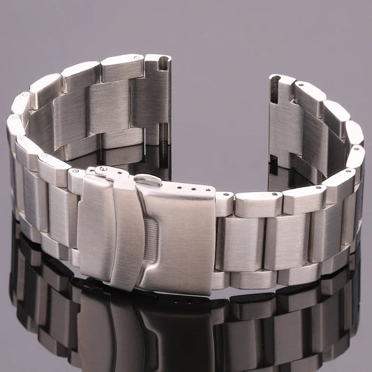 Stainless Steel Watch Band: 18mm, 20mm, 22mm, 24mm Link Strap in Blue, Black, Gold