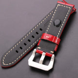 High-Quality Genuine Leather Watchbands – Thick 22mm/24mm Straps with Buckle in Brown and Black for Men's Wristwatches