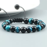 Men's Blue Tiger Eye Bracelet – Adjustable Braided Onyx Beads | High-Quality Minimalist Pulsera