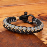 Men's U-Shape Survival Bracelet – Handwoven Reverse Scale Rope with Black Stainless Steel Sport Buckle