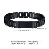 Men's 12mm Black Stainless Steel Watch Band Bracelet – Gift for Dad or Him