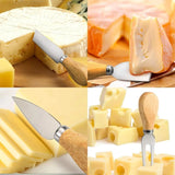 Cheese Slicer and Cutting Board Set: Stainless Steel with Wooden Handle, Includes Cutting Board, Knives, Fork, and Shovel