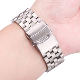 Solid Stainless Steel Watch Strap: Brushed Metal Bracelet for Men and Women, Available in 18mm, 20mm, 22mm, 24mm - Silver