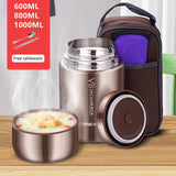 316 Stainless Steel Food Thermal Jar – Insulated Vacuum Lunch Box for Soup and Gruel | Office Thermos Containers with Spoon, Available in 600ML, 800ML, and 1000ML