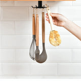 Self-Adhesive Kitchen Storage Rack: Rotate Shelf with Hanging Hooks, Ideal for Cupboards, Bathrooms, and Walls