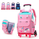 Adorable Kids' Wheel Backpack - 3D Cartoon School Backpack for Girls - Trolley School Bag with 6 Wheels, including a Cute Kawaii Book Bag