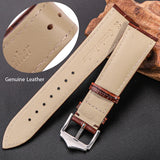 Genuine Cow Leather Watchband – Crocodile Pattern Strap in Black, Brown, Red & Blue for Men & Women | 18mm to 24mm Sizes Available