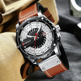 CURREN Men's Luxury Fashion Quartz Wristwatch with Leather Strap, Casual Business Style, Luminous Hands, Male Clock Accessory